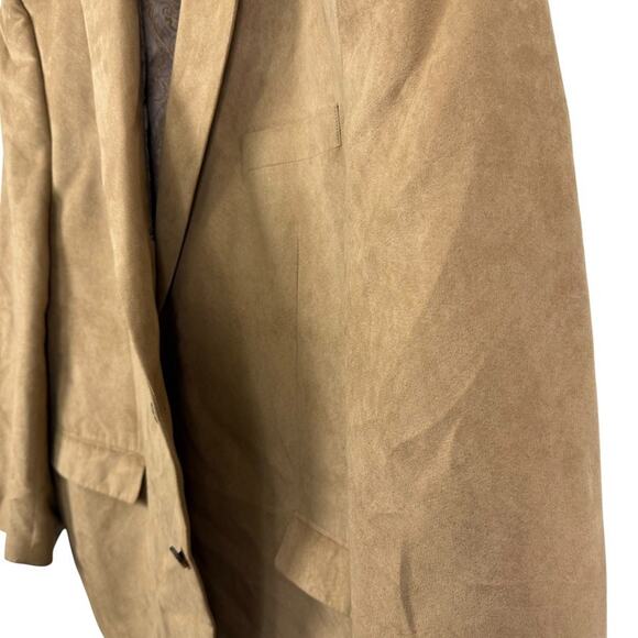 Chaps Sueded Mens Lined Sport Coat Suit Jacket Blazer Beige 2 Button sz 48 R - Picture 9 of 15